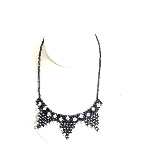 Boho Triangle Beaded Necklace Handmade Beadwork Tribal Style Jewelry Gift - Picture 1 of 6